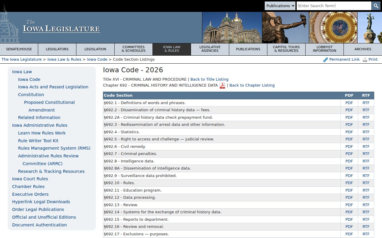 Belmond criminal history Iowa dissemination law