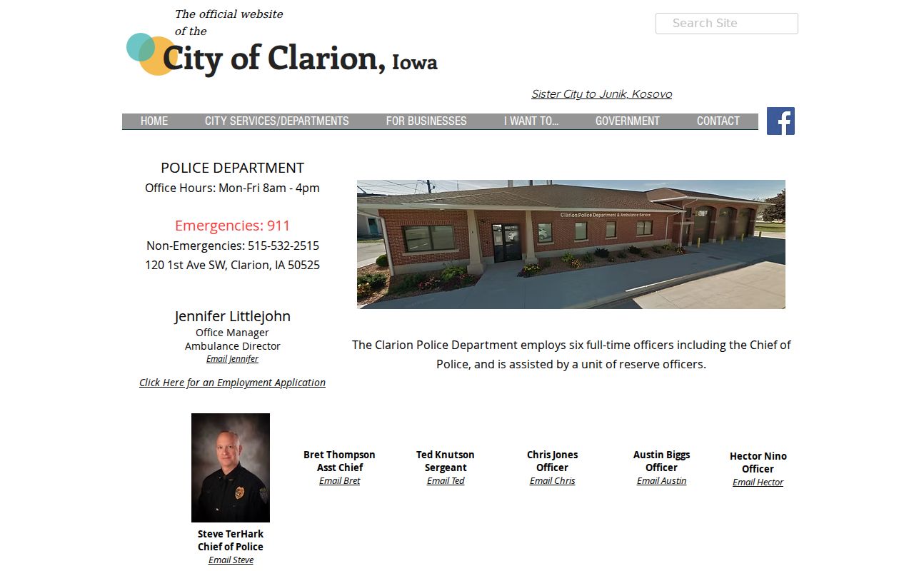 Clarion criminal history police department information