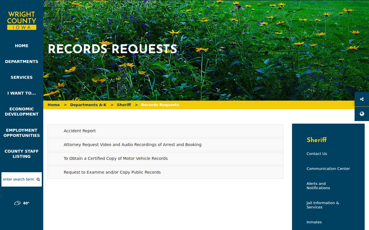 Wright County arrest history sheriff records request information