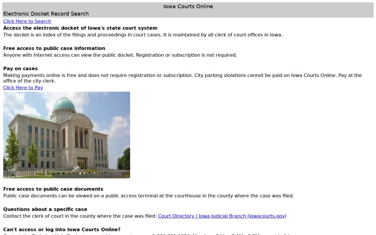 Iowa Courts Online search for Wright County criminal court cases
