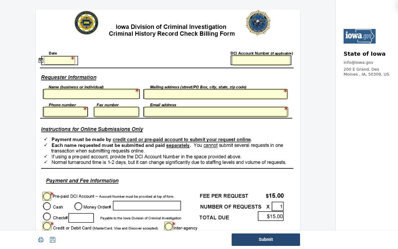 Wright County criminal history online DCI request form