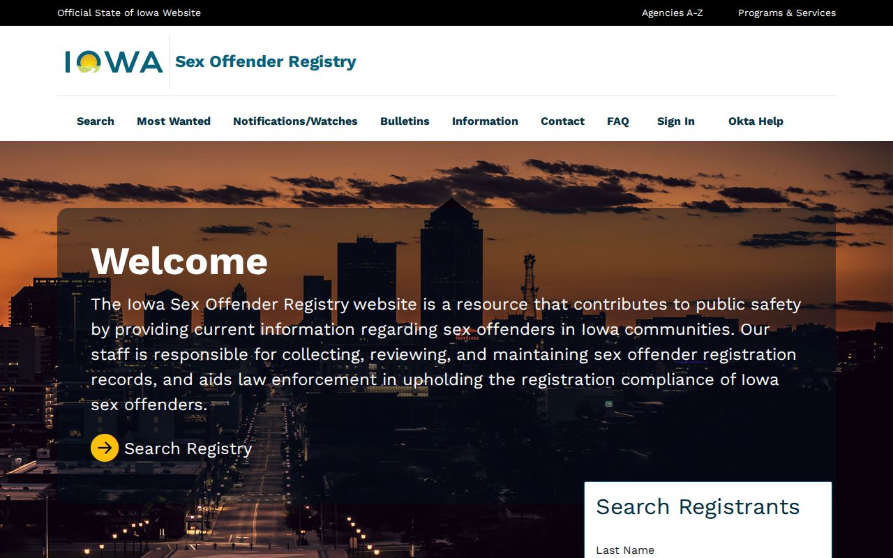 Iowa registry search for a Wright County sex offender check